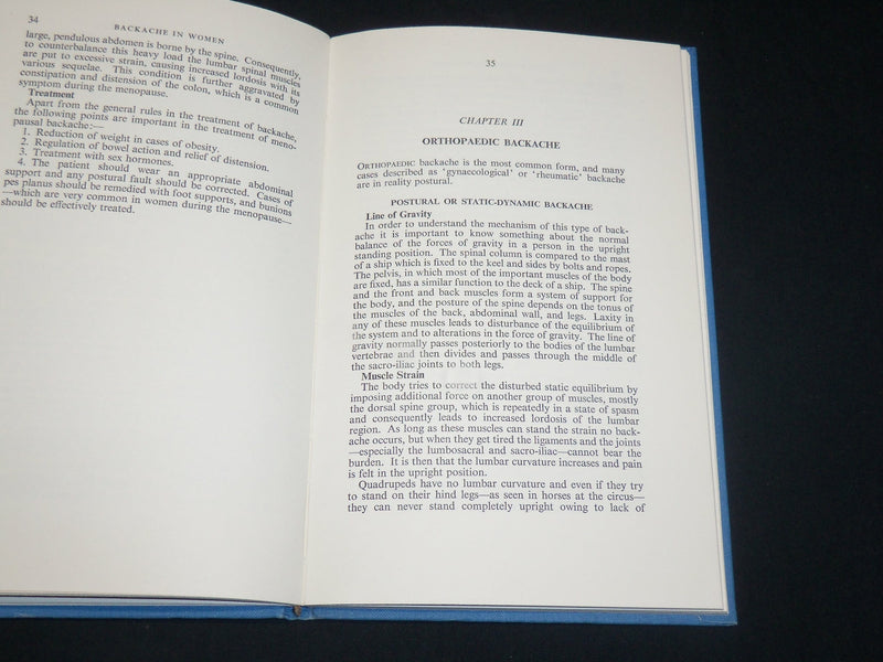 1966 BACKACHE IN WOMEN HARDCOVER BOOK BY E. SCHLEYER-SAUNDERS - KD 2763R