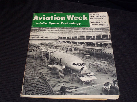 1958 MAY 26 AVIATION WEEK MAGAZINE - SUD JET CARAVELLE COVER - E 7019