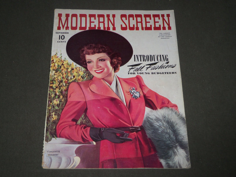 1940 SEPTEMBER MODERN SCREEN MOVIE MAGAZINE - CLAUDETTE COLBERT COVER - M 132