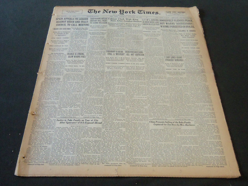 1936 NOV 28 NEW YORK TIMES - CABINET CLASH KING AFTER LONDON SESSION - NT 6706