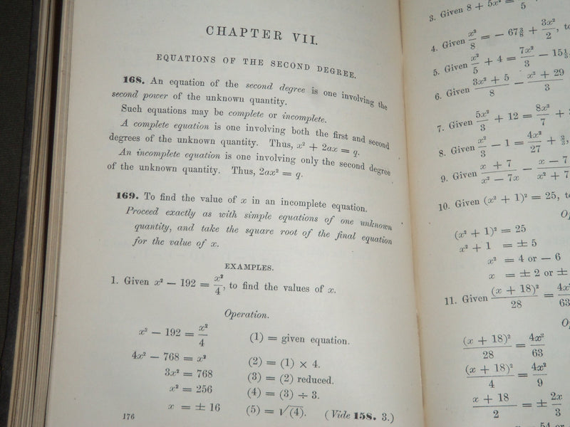 1865 ALGEBRA IN THE COLLEGES AND ACADEMICS BY P. A. TOWNE BOOK - KD 4479