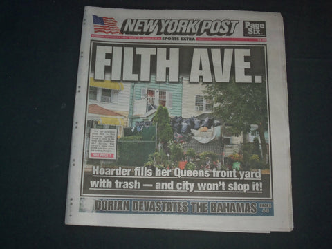 2019 SEPTEMBER 4 NEW YORK POST NEWSPAPER - HURRICANE DORIAN DEVASTATES BAHAMAS