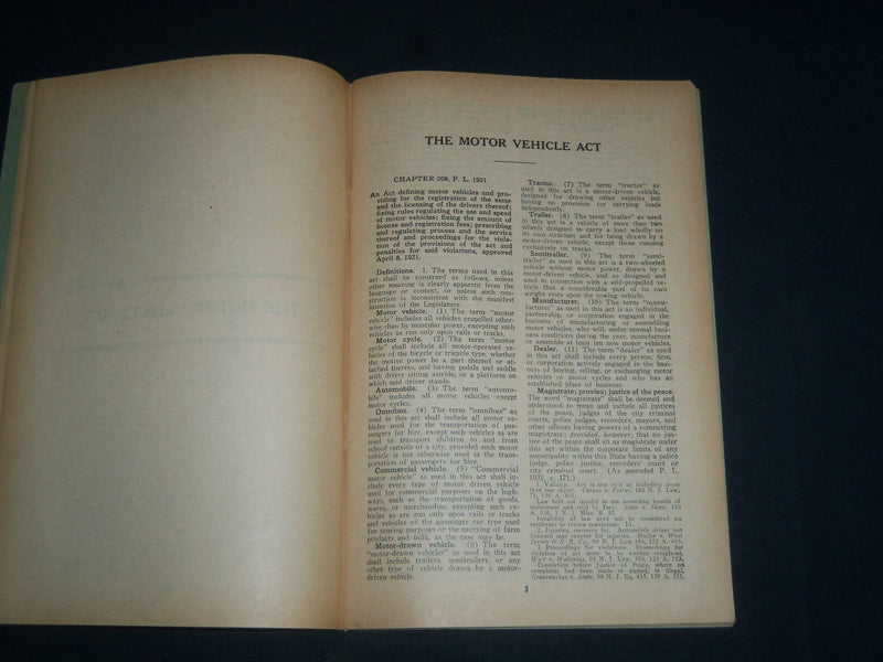 1936 NEW JERSEY MOTOR VEHICLE ACTS SOFTCOVER BOOK BY NJ DMV - MAGEE - J 3983