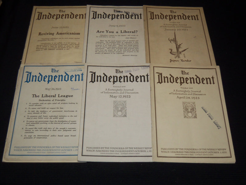 1923-1924 THE INDEPENDENT WEEKLY MAGAZINE LOT OF 35 - ARTICLES & ADS - WR 707