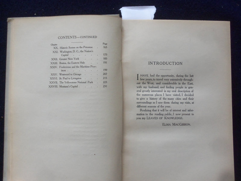1904 LEAVES OF KNOWLEDGE HARDCOVER BOOK FY ELMA MACGIBBON - KD 8424