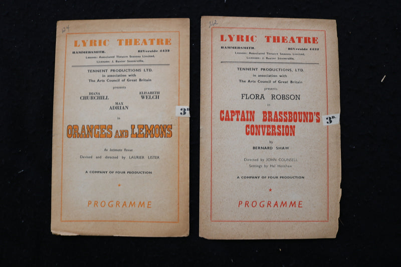1947-1949 LYRIC & ALDWYCH THEATRE PROGRAMS - LOT OF 10 - K 1867