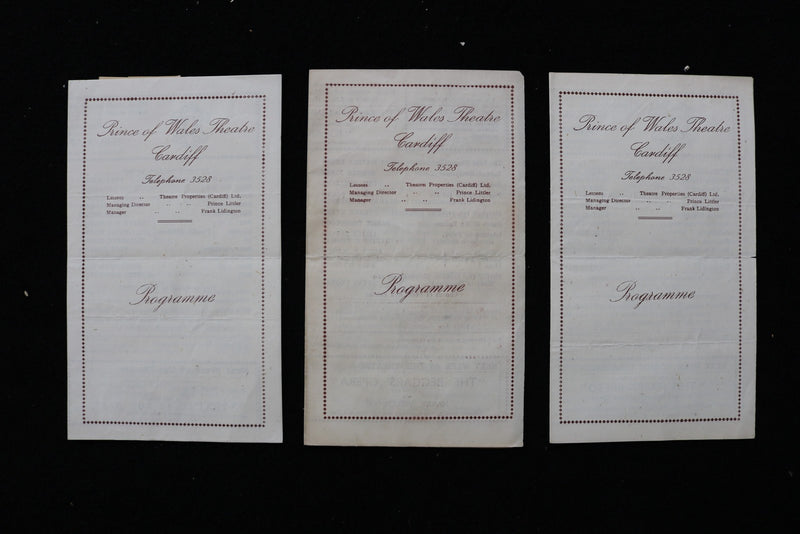1944-1945 PRINCE OF WALES THEATRE CARDIFF PROGRAMME - LOT OF 3 - K 2797