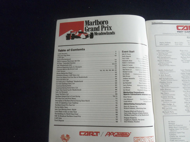 198 JULY 22-24 MARLBORO GRAND PRIX AT THE MEADOWLANDS RACING PROGRAM - SP 3990R