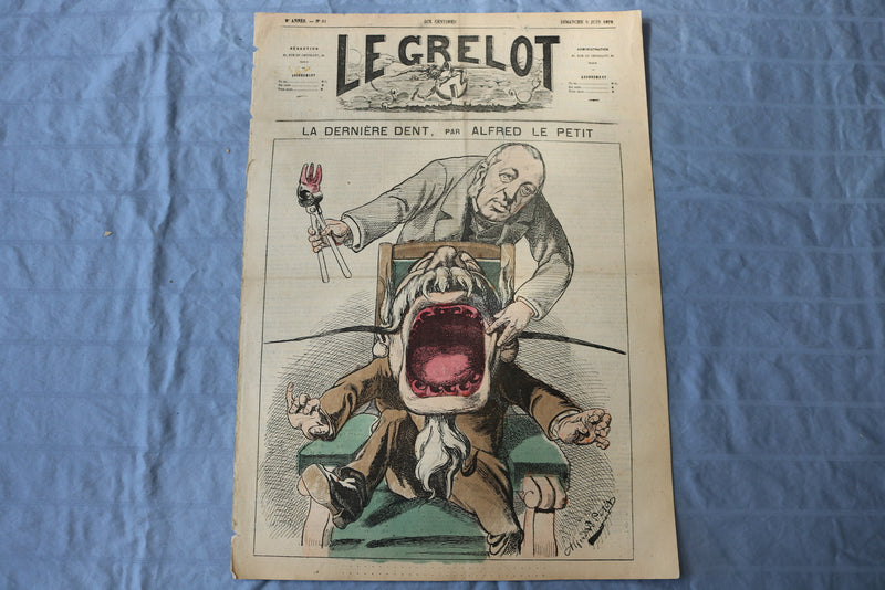1872 JUNE 9 LE GRELOT NEWSPAPER - LA DERNIERE DENT - FRENCH - NP 8589