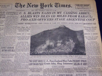 1944 FEBRUARY 16 NEW YORK TIMES - MT. CASSINO ABBEY BLASTED - NT 3702