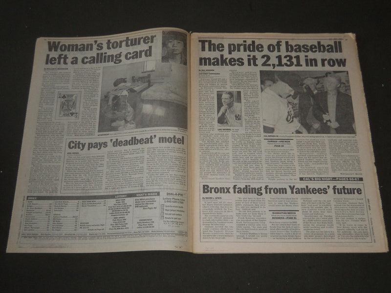 1995 SEPTEMBER 7 NY DAILY NEWS NEWSPAPER - IRON BIRD HOLY CAL - NP 2542