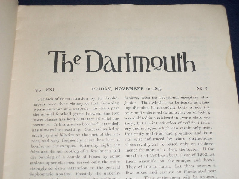 1899 NOVEMBER 10 THE DARTMOUTH MAGAZINE VOLUME 21 ISSUE NO. 8 - ADS - II 9538