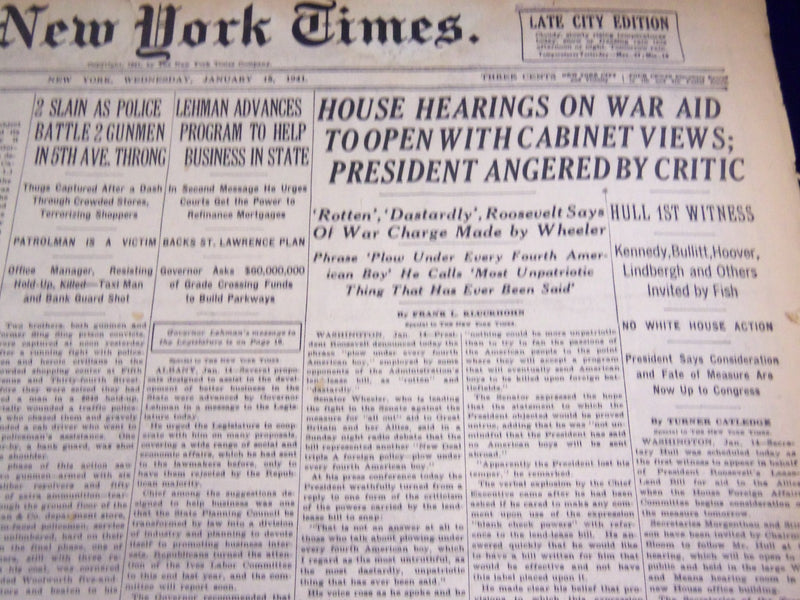 1941 JAN 15 NEW YORK TIMES - HOUSE HEARINGS ON WAR AID TO OPEN - NT 1317