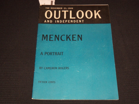 1928 NOVEMBER 21 OUTLOOK AND INDEPENDENT MAGAZINE - MENCKEN - J 7480