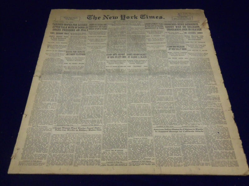 1930 MARCH 17 NEW YORK TIMES - SYDNEY FRANKLIN SERIOUSLY GORED BY BULL - NT 1673