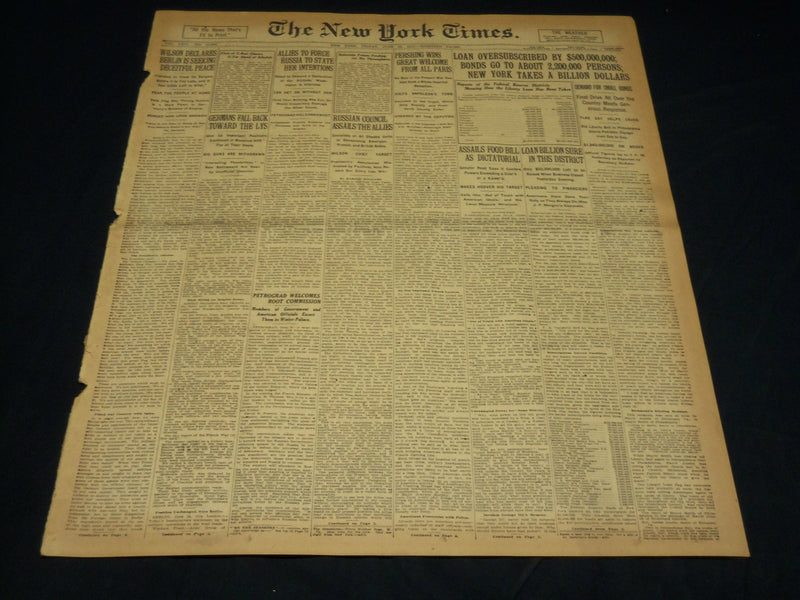 1917 JUNE 15 NEW YORK TIMES - PERSHING WINS GREAT WELCOME FROM PARIS - NT 7796