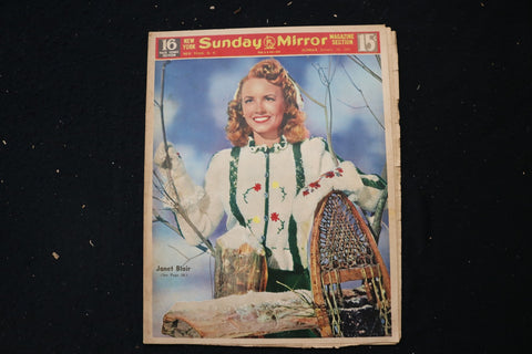 1945 JANUARY 28 NY SUNDAY MIRROR MAGAZINE - JANET BLAIR COVER - E 26178
