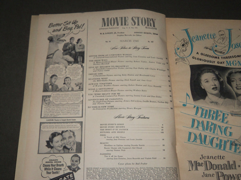 1948 MARCH MOVIE STORY MAGAZINE - JOAN FONTAINE COVER - NICE ADS - M 68