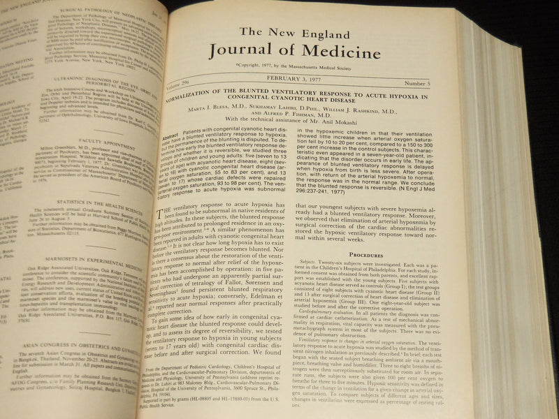 1977 JANUARY-JUNE THE NEW ENGLAND JOURNAL OF MEDICINE BOUND VOLUME - KD 6132R