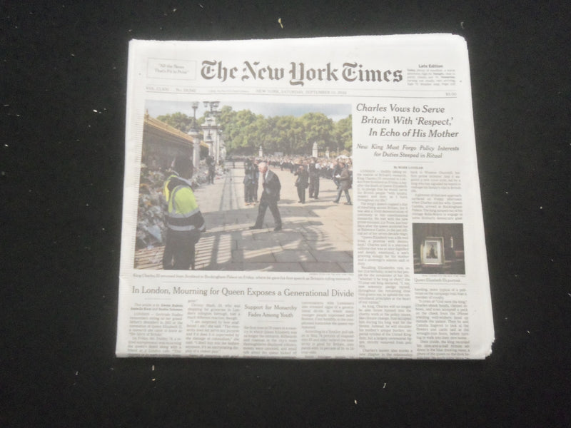 2022 SEPTEMBER 10 NEW YORK TIMES-KING CHARLES VOWS TO SERVE BRITAIN WITH RESPECT