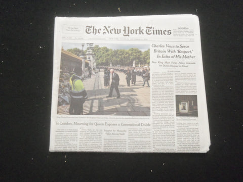 2022 SEPTEMBER 10 NEW YORK TIMES-KING CHARLES VOWS TO SERVE BRITAIN WITH RESPECT