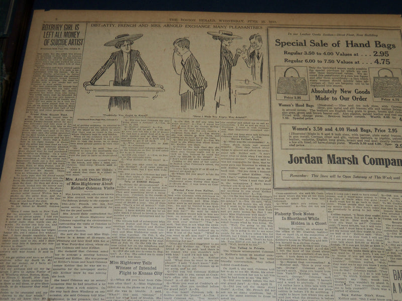 1910 JUNE 15 THE BOSTON HERALD - KELIHER CASE GOES TO JURY TOMORROW - BH 351