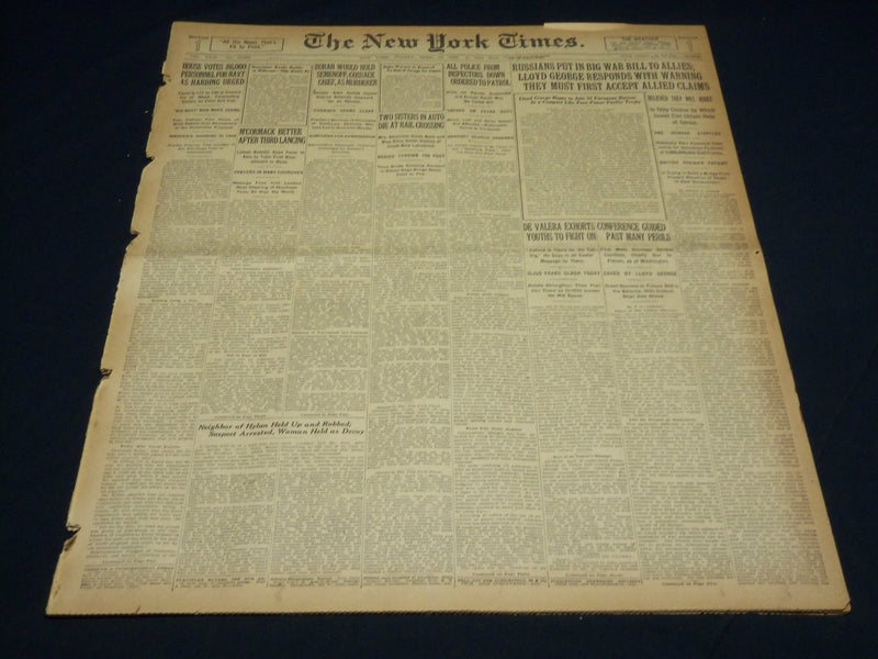 1922 APRIL 16 NEW YORK TIMES - M'CORMACK BETTER AFTER THIRD LANCING - NT 8582