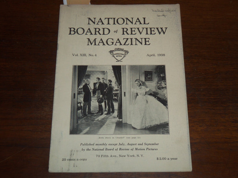 1938 APRIL NATIONAL BOARD OF REVIEW MAGAZINE - BETTE DAVIS COVER - K 1146