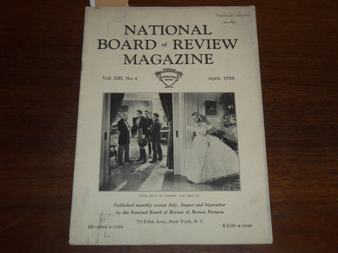 1938 APRIL NATIONAL BOARD OF REVIEW MAGAZINE - BETTE DAVIS COVER - K 1146