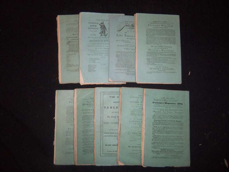 1869 PUTNAM'S MONTHLY MAGAZINE - LOT OF 9 ISSUES - WR 1163