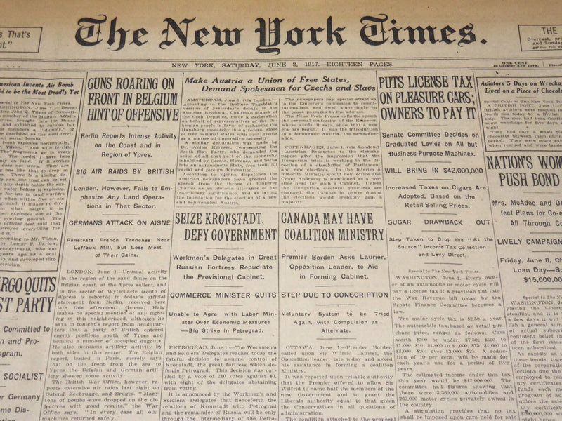 1917 JUNE 2 NEW YORK TIMES - SEIZE KRONSTADT DEFY GOVERNMENT - NT 7783