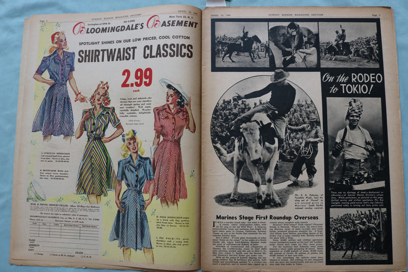 1944 APR 23 SUNDAY MIRROR NEWSPAPER MAGAZINE SECTION-VERA HRUBA RALSTON- NP 9095