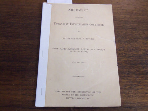 1883 TEWKSBURY INVESTIGATION COMMITTEE BULLETIN BY GOV. BENJAMIN BUTLER - K 1166
