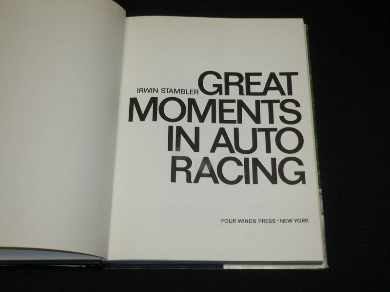 1968 GREAT MOMENTS IN AUTO RACING HARDCOVER BOOK BY IRWIN STAMBLER - R 713J