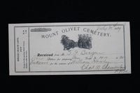 1909 JULY 20 MOUNT OLIVET CEMETERY GRAVE RECEIPT - K 2767