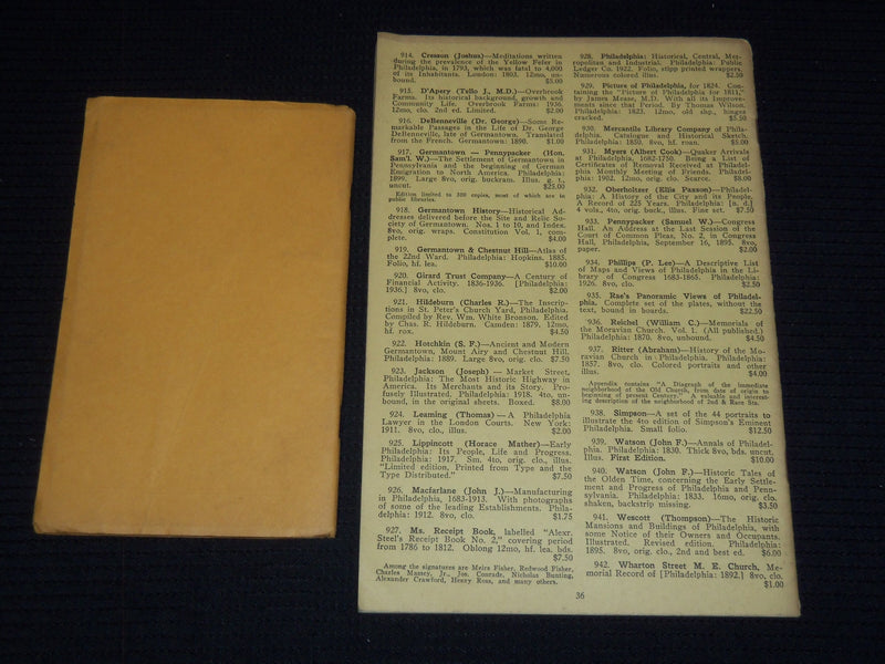 1930'S WILLIAM CAMPBELL BOOK CATALOGUES LOT OF 2 - J 7488