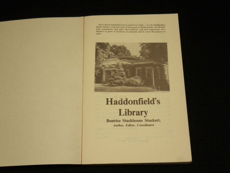 1978 HADDONFIELD'S LIBRARY SOFTCOVER BOOK BY BEATRICE STUCKERT - J 6887