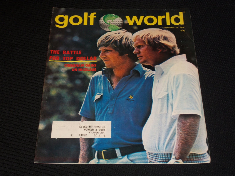 1976 SEPTEMBER 24 GOLF WORLD MAGAZINE - NICKLAUS & CRENSHAW FRONT COVER - E 6796