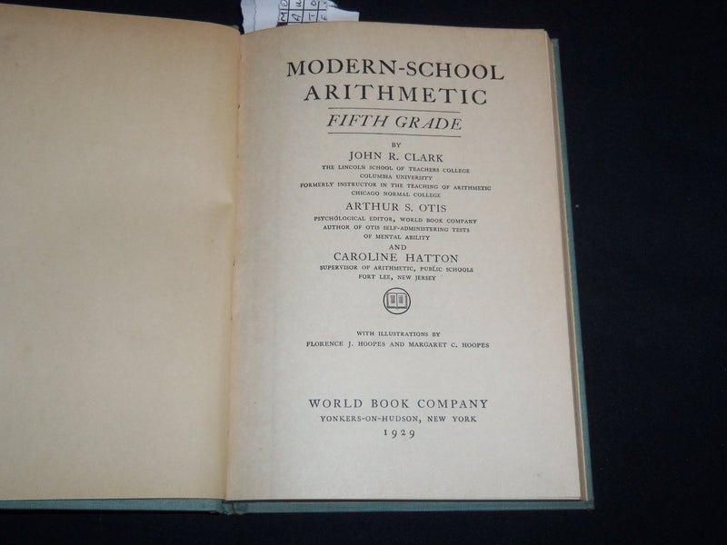 1929 MODERN SCHOOL ARITHMETIC VOLUME - FIFTH GRADE - KD 4814J