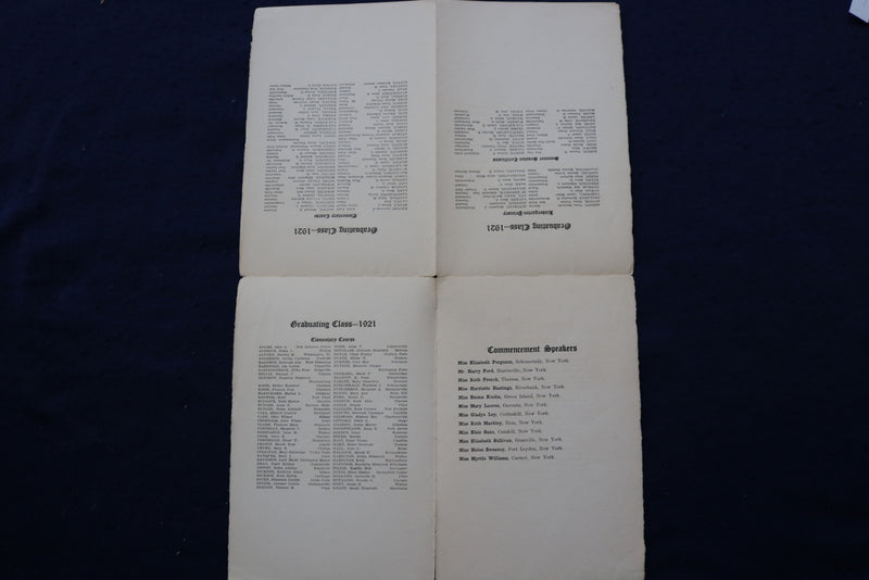 1921 STATE NORMAL SCHOOL COMMENCEMENT SOFTCOVER BOOKLET - ONEONTA, NY - K 923