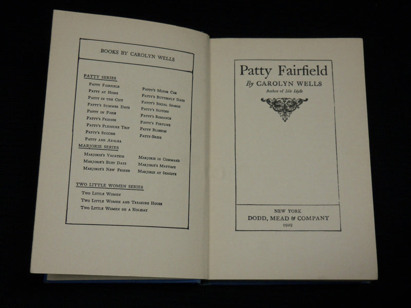 1929 PATTY FAIRFIELD HARDCOVER BOOK BY CAROLYN WELLS - KD 7297