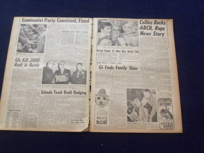 1965 NOV 20 BOSTON RECORD AMERICAN NEWSPAPER-MAYOR DEFENDS POVERTY CORPS-NP 6305