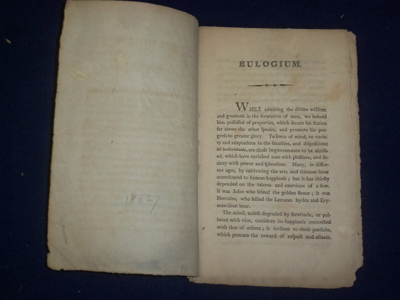 1809 EULOGIUM OF REV. JOHN SMITH - DARTMOUTH COLLEGE - J 4702