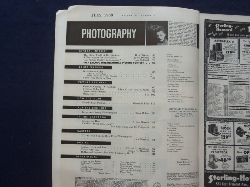 1953 JULY PHOTOGRAPHY MAGAZINE - PHILIPE HALSMAN - ABC'S OF COLOR - SP 4781J