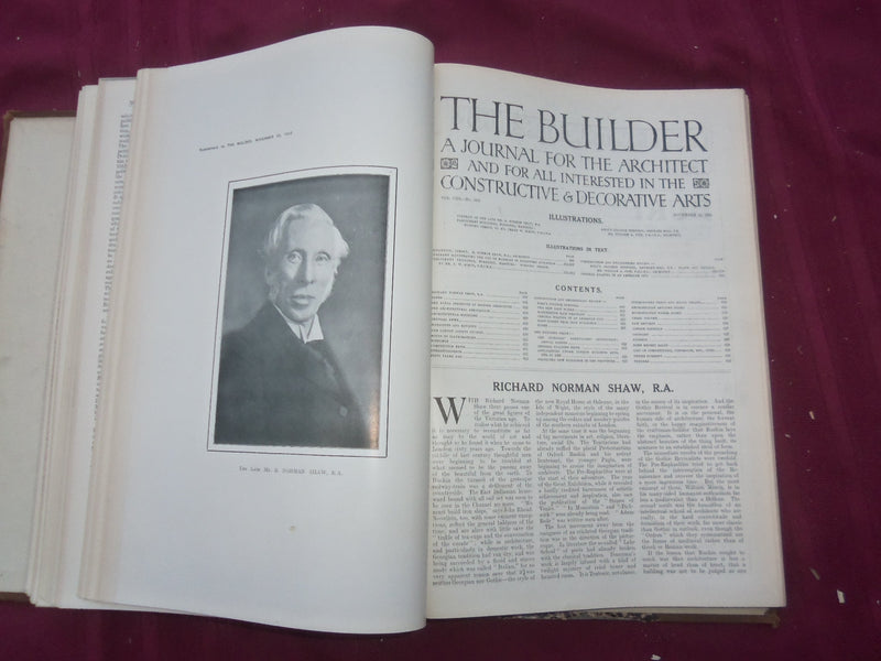 1912 JAN-DEC THE BUILDER U. K. MAGAZINE BOUND VOLUMES - 2 VOLS - FOLD OUTS- C 35