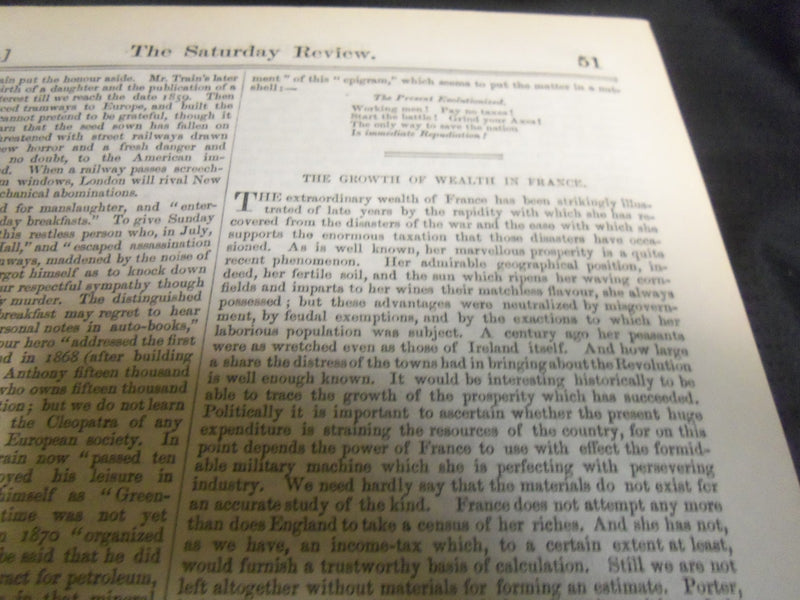 1878 SATURDAY REVIEW 2 BOUND VOLUMES - COMPLETE YR- PUBLISHED IN LONDON - R 1073