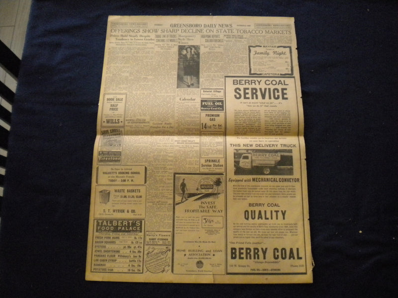 1940 OCT 3 GREENSBORO DAILY NEWS NEWSPAPER -BRITISH CLAIM MAJOR SUCCESS- NP 6029