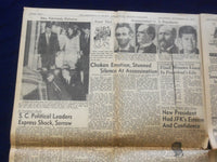 1963 NOV 22 THE GREENVILLE NEWS NEWSPAPER - JFK IS ASSASSINATED - NP 6444