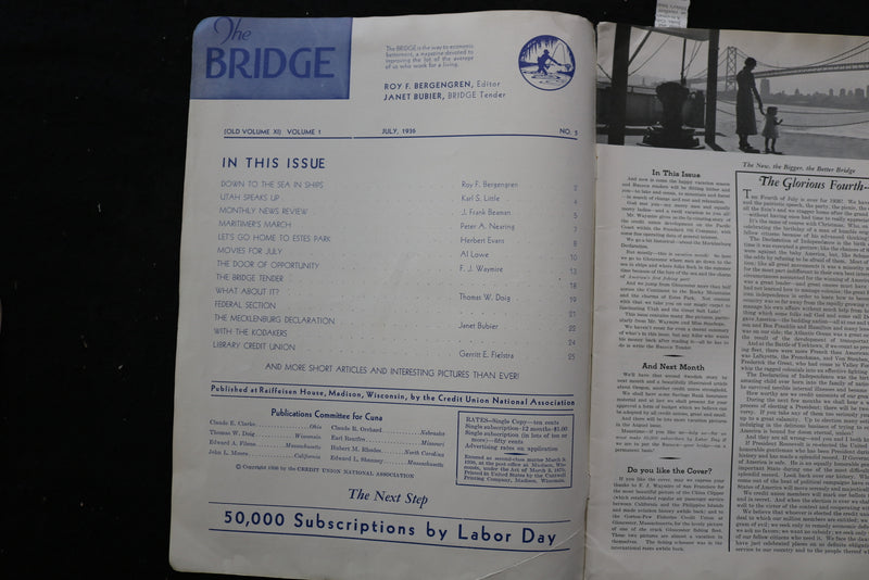 1936 JULY THE BRIDGE MAGAZINE - SAILBOATS COVER - E 10534
