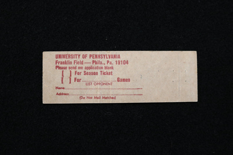 1966 PENN FOOTBALL SCHEDULE MATCHBOOK - K 2834